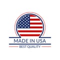 Made in USA icon with American flag. Best quality logo or badge. Vector illustration Royalty Free Stock Photo